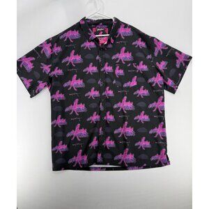 Retro Rifle Saws & Macaws Shirt Mens 3XL Black Parrot Logo AOP Button